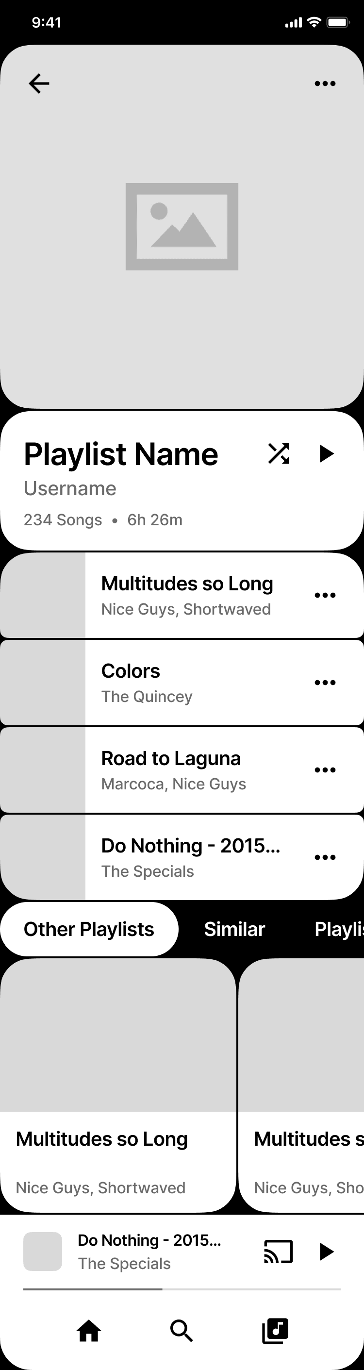 wirefrane of playlist